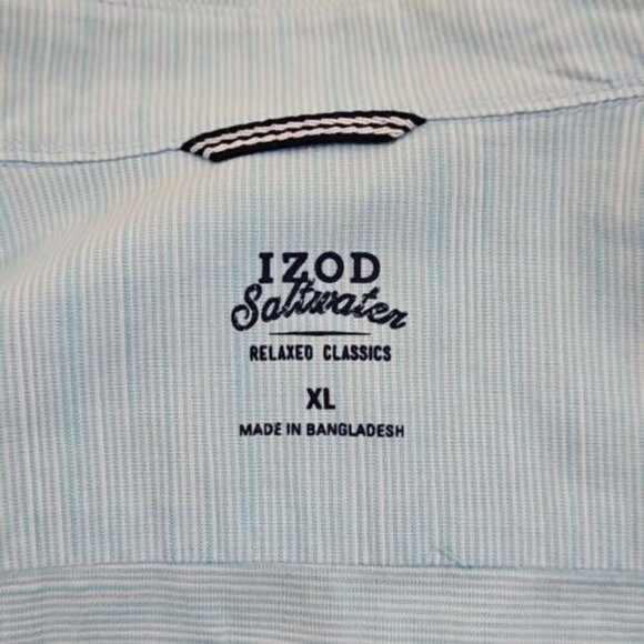 IZOD Saltwater Men's Shirt XL Dockside Chambray Short Sleeve Button Down - Picture 3 of 12